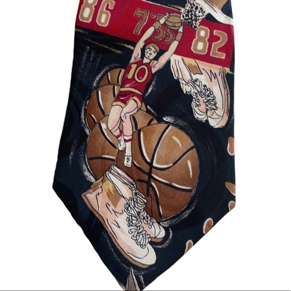 J. T. Beckett Basketball graphic art design 100% silk Tie